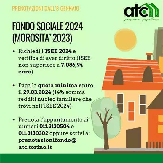 Fondo sociale 2024 (morosità 2023): domande online